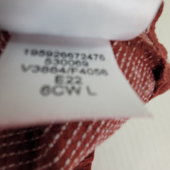 Lands End Dress Women's L Red Cotton Stretch Crinkle Pockets Hi-Low - Picture 11 of 12